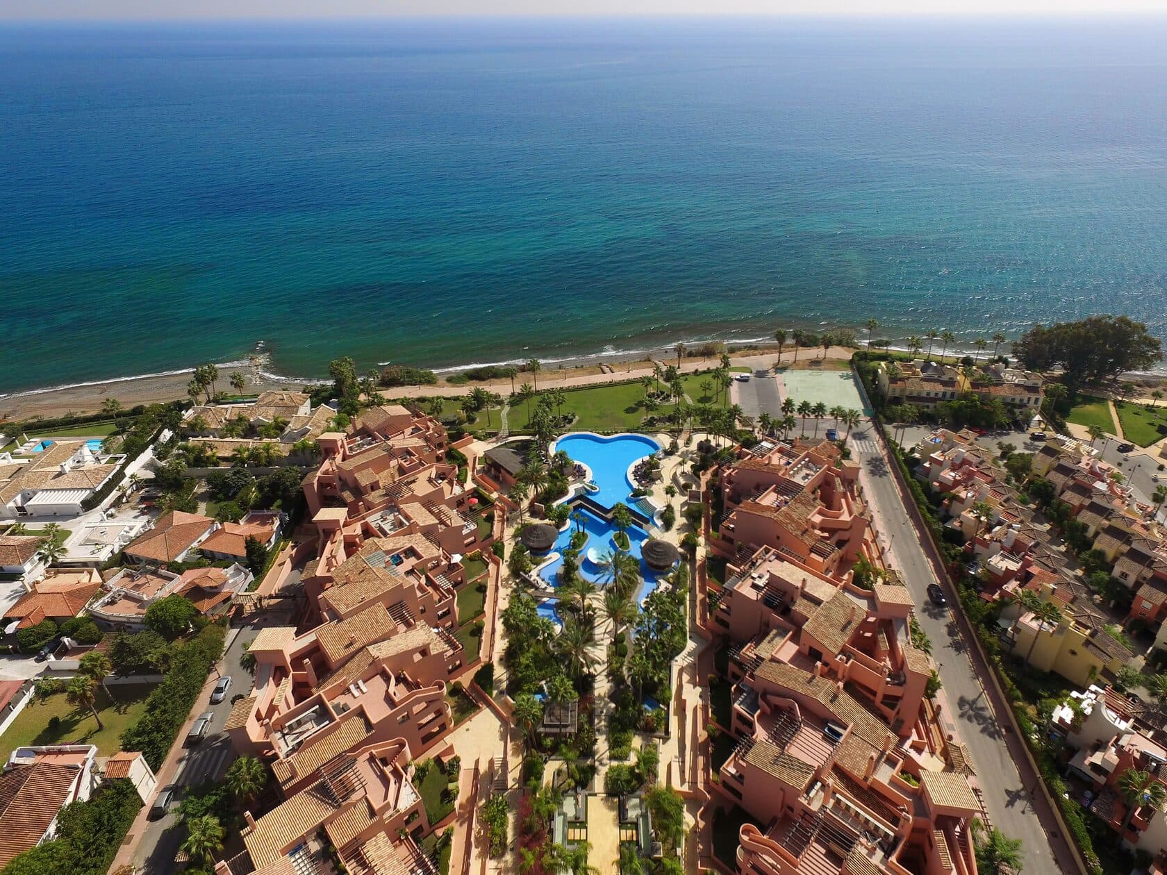 Aerial view of Mar Azul complex with Mediterranean sea